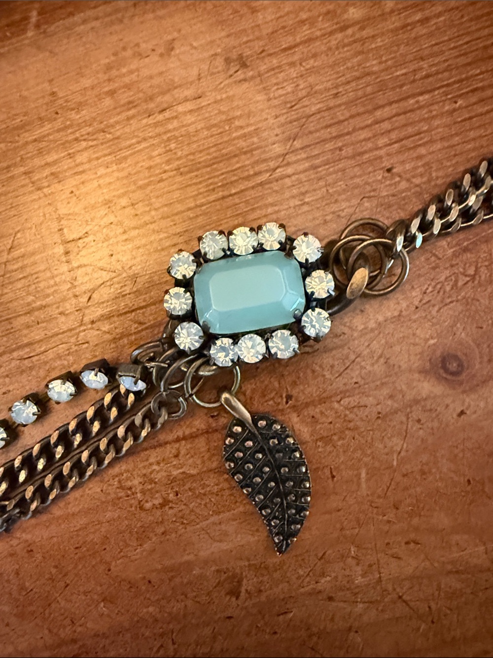 Blue Stone and Crystal Accent Statement Necklace - Women Jewelry - Picture 4 of 7
